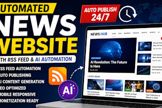 create automated news website with RSS feed and ai automation