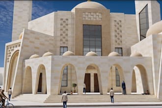 design 3d mosque, masjid, church, cathedral, tabernacle and temple interior