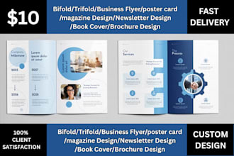 design professional bifold, trifold brochure, flyer and booklet