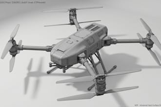 design a professional 3d uav quadcopter vtol fpv drone model for 3d printing