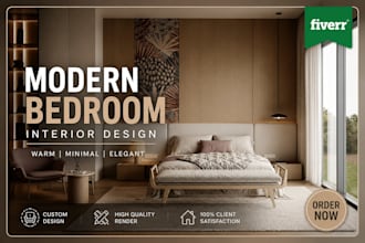 design modern bedroom with high quality 3d rendering