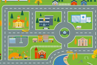 create 2d city map and game environment for game and boardgames