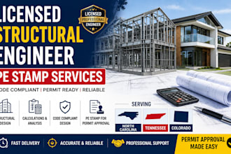 licensed structural engineer, pe stamp for north carolina, tennessee, colorado
