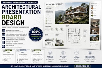 create modern architectural presentation board and layout design