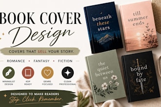 do minimalist book cover design, romance paperback amazon kdp ebook cover design
