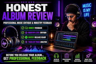 write a professional album review, music album review and song album review