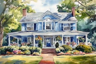 paint watercolor house portrait