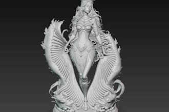 engrave 3d female character,mythical hybrid,stl collectible miniature,avatar mod
