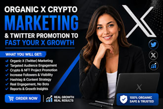 do organic x crypto marketing and twitter promotion to fast your x growth