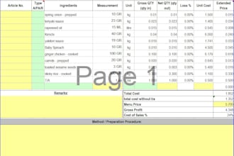create recipe costing calculator
