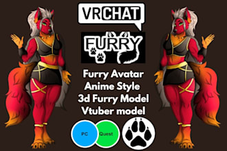 vrchat furry avatar furry nsfw anime avatar vrc avatar fursona vtuber 3d model