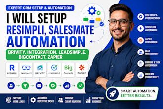 setup resimpli crm salesmate automation brivity leadsimple bigcontact pipedrive
