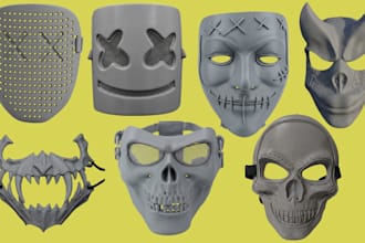 sculpt custom 3d mask, 3d helmet cosplay stl for 3d printing