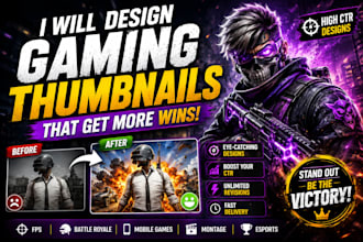 design premium gaming thumbnails for youtube