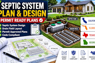 design septic system plan permit stamp for california florida texas georgia