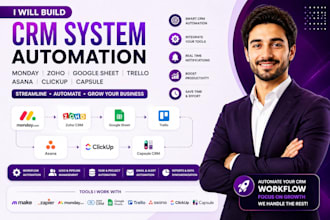 build CRM system monday zoho google sheet trello asana clickup capsule automatio