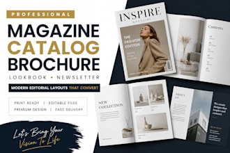 design magazine layout, catalog, brochure, lookbook and newsletter