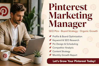 be your pinterest marketing manager for SEO and organic growth