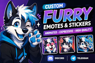 draw custom furry emotes and animated telegram discord stickers