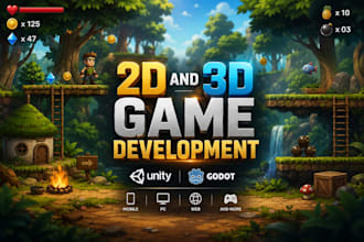 develop 2d and 3d games in unity and godot engine