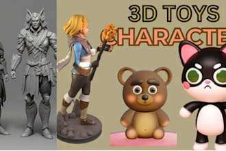 sculpt 3d character modeling, toys, figurine, 3d print stl and articulated model