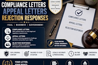 write legal and business compliance letters appeals and rejection replies
