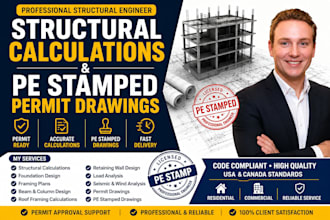 structural calculations pe stamped permit drawings