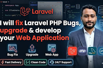 fix PHP laravel bugs upgrade and develop web application