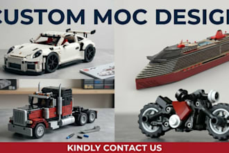design custom 3d lego moc, lego technic car, bike, ship and building instruction