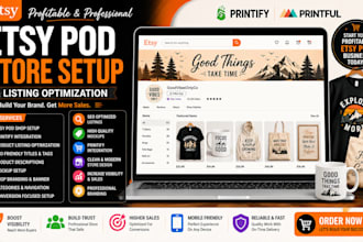 setup etsy pod store, etsy pod product listing with printiful or printify, etsy