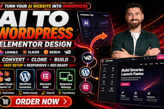 convert lovable ai, claude, base44, v0 website to wordpress elementor design