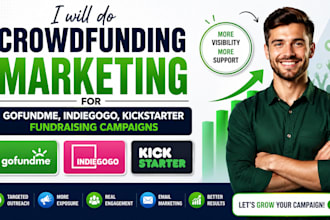 crowdfunding promotion for fundraising on gofundme, indiegogo kickstarter