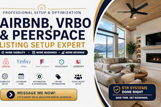 setup and optimize vrbo, airbnb, peerspace rental listing