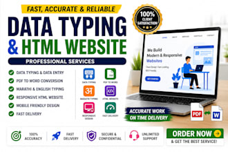 data entry, design and HTML static website, poster design
