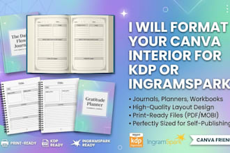 format your canva journal planner workbook interior for KDP or ingramspark print