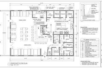 do floor plan, city health permit drawings of restaurant, bar