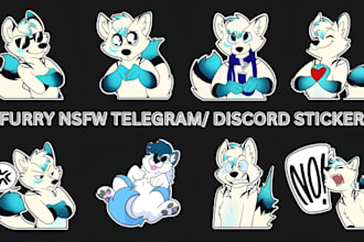 draw furry ych, fursona art, custom badge, stickers, emotes for discord telegram