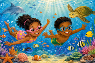illustrate 3d children story book illustration, kids story book illustration