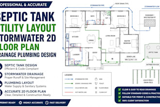 septic tank utility layout stormwater 2d floor plan drainage plumbing design