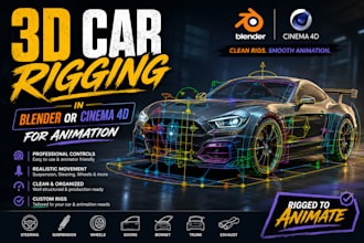 do 3d car rigging in blender or cinema 4d for animation