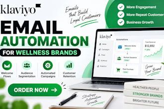 set up klaviyo email marketing and automation for peptide clinic
