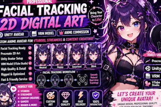 facial tracking procreate 2d digital art unity avatar vrm model anime commission