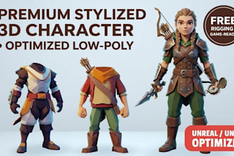 model 3d low poly character, rigging and animation for game asset, and others