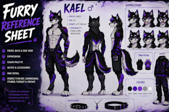 do furry reference sheet fursona oc anthro character design vtuber furry kemono