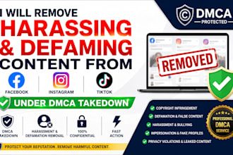 remove harassing and defaming content from facebook instagram tiktok under dmca