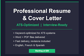 write a professional resume and cover letter that gets interviews