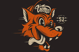 make awesome fox head vintage mascot logo design with your choice