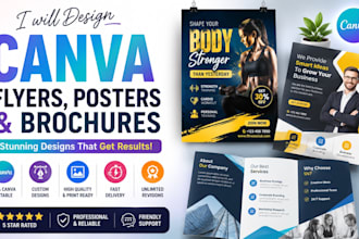 design modern flyer, poster and brochure in canva, editable canva templates
