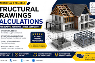 structural design permit drawings beam calculation autocad revit etabs