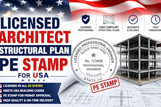 provide license architect structural plan pe stamp for USA